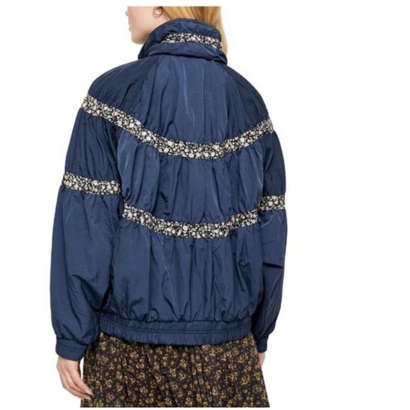 Free People On My Mind Bomber Jacket in Navy, NWOT, Size Medium - Picture 2 of 15